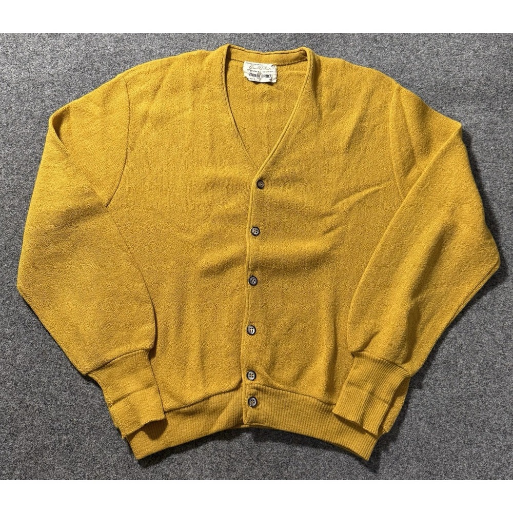 Vtg 60s Sweater Cardigan Mens M Alpaca Wool Kurt Cobain Arnold Palmer RARE Color